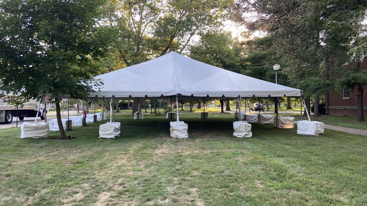 Campus outdoor tent for academic gathering