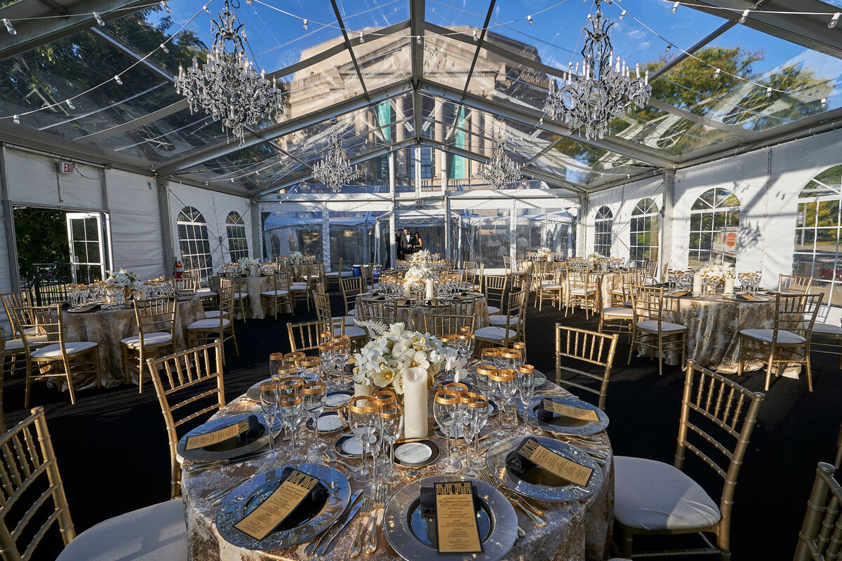 Non-Profit fundraiser under beautifully string 10m clear top structure. Featuring our crystal chandeliers