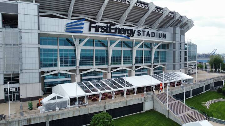 Corporate tents at FirstEnergy Stadium for premium event