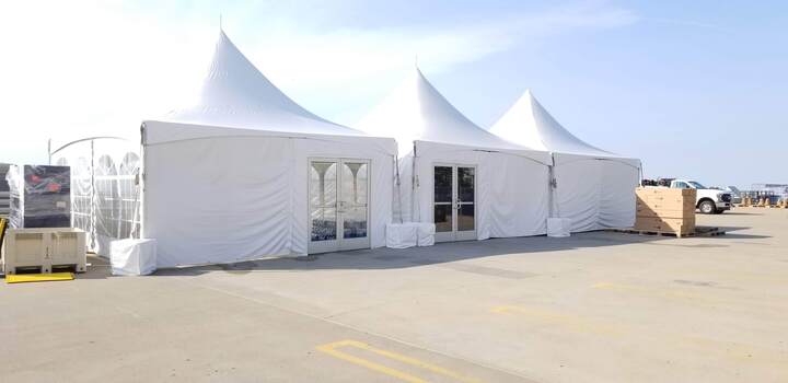 Mobile emergency response tents deployed for disaster relief operations
