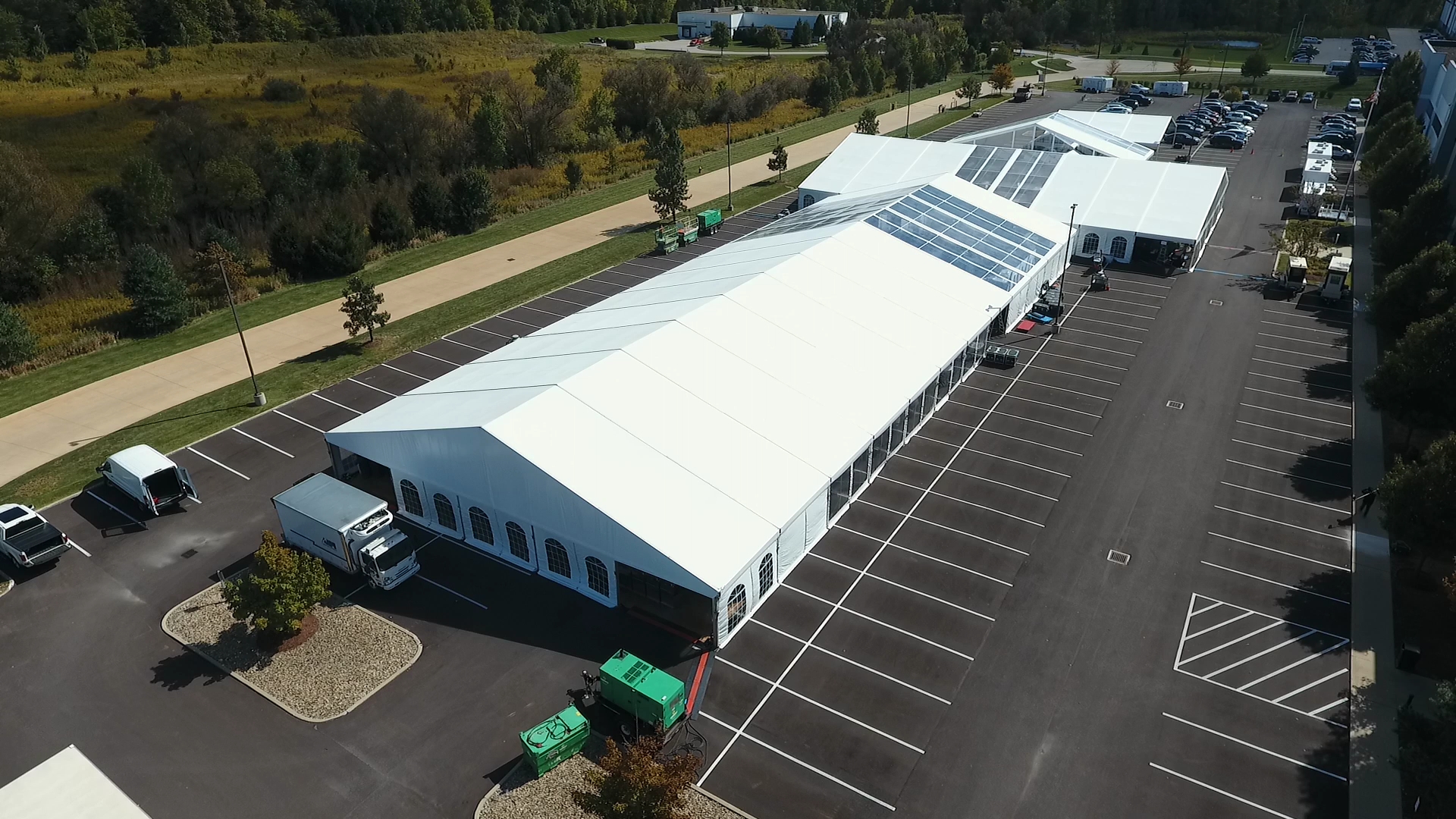 Professional corporate event facility with tent structures